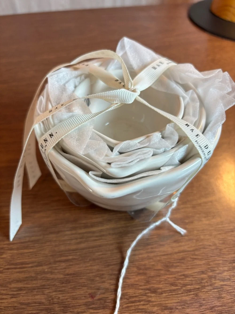 Rae Dunn White Glossy Ceramic measuring Cup Set NWT